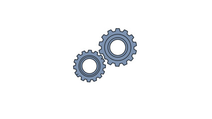 Simple illustration of two interlocked blue gears symbolizing teamwork mechanical process or business cooperation