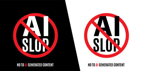 Stop ai slop icon, stop ai concept, creators against ai badge.