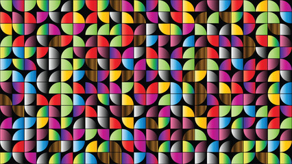 Colorful Geometric Pattern with Circles and Squares Background Design Element