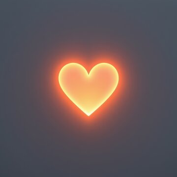 A square calm composition showing a glowing heart shaped light formed purely from soft gradients at