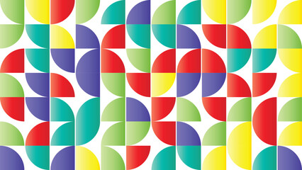 Colorful Geometric Pattern with Circles and SemiCircles Design Element