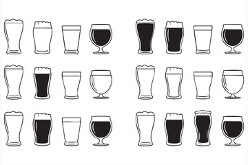 Brewery Beer Glass Icons for App Interfaces and Menus