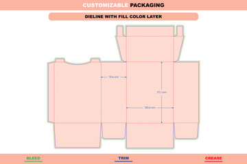 Snap lock tuck end cigarette box dieline vector engineered with precise folding layout custom die line structure and organized professional packaging design
