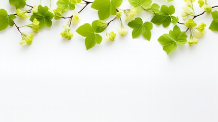 grapevine leaves as border on white background with copy space