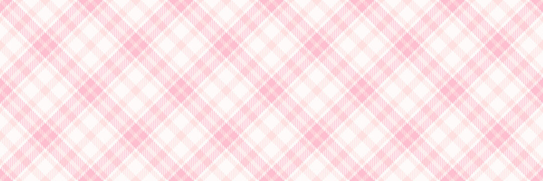 Carpet fabric textile plaid, geometric pattern seamless texture. International vector tartan background check in white and misty rose colors.