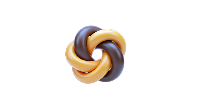 Intertwined Rings: Abstract 3D Render on White - Powered by Adobe