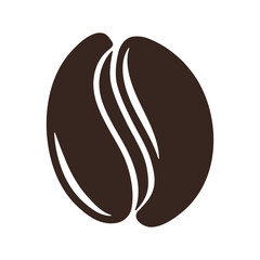 Dark brown coffee bean icon without background.