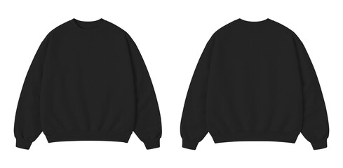 Black Oversized Sweatshirt Mockup Front and Back View Isolated on Transparent Background © Drip