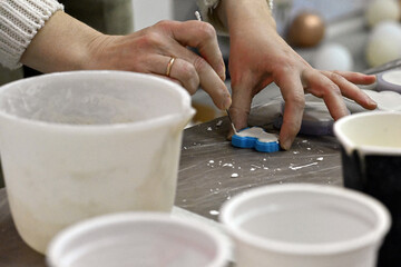 plaster, gypsum, hand-painted, colorful, handmade, handcrafted, figurine, statue, sculpture, home decor, interior, artistic, craft