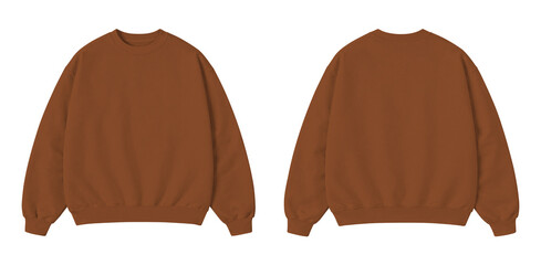 Blank Brown Oversized Sweatshirt Mockup Front and Back View Isolated on Transparent Background © Drip