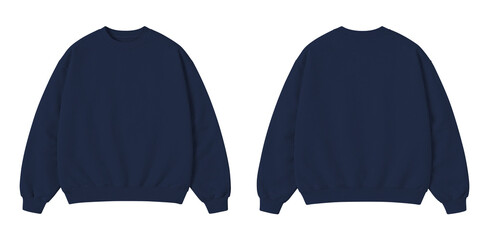 Dark Blue Oversized Sweatshirt Mockup Front and Back View Isolated on Transparent © Drip