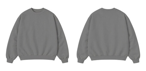 Dark Gray Oversized Sweatshirt Mockup Front and Back View Isolated on Transparent © Drip
