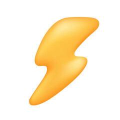 3D yellow lightning bolt symbol vector illustration.