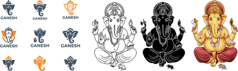 ganesh elephant logo on white bacground