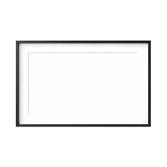 Obraz premium Landscape Black Picture Frame with White Passepartout Isolated Subject PNG with Alpha Channel