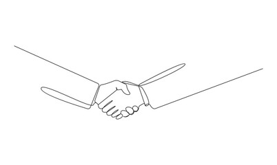 Continuous line drawing of a business handshake