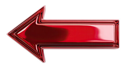 A shiny, metallic red arrow pointing left on a black background