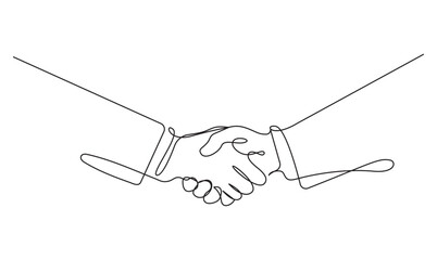 Continuous line drawing of a business handshake