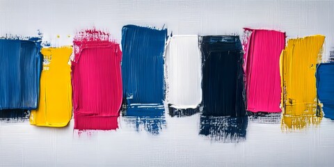 Naklejka premium Vibrant Contemporary Painting Canvas Backdrop with Dynamic Brush Strokes and Colorful Texture