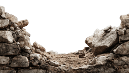 Rugged stone wall fragment with a dark void in the center