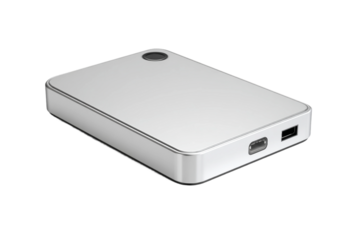 Backup external hard drive isolated on transparent background