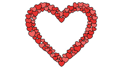 Obraz premium A heart-shaped frame is created from many small red and pink hearts.