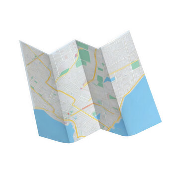 Clean folded map icon for navigation and travel planning showing routes and destinations