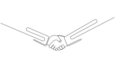Continuous line drawing of a business handshake
