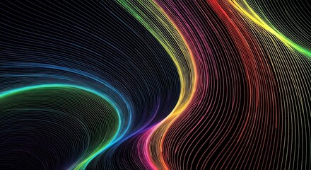 Abstract, vibrant wave of colorful, parallel lines