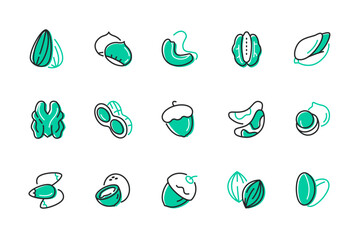 Different nuts - set of line design style icons