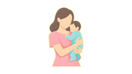 A loving mother holds her baby close isolated on transparent background