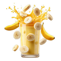 A refreshing, creamy banana beverage explodes with fruit slices
