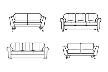 sofa vector icon set of modern couch line illustrations