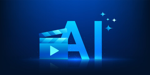 Artificial Intelligence Video Generation Technology Concept, AI Generating Video Clips with Cinematic Camera, Automated Filmmaking,Generative AI Video Production,Digital Content Creation, Future Media