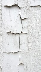 Obraz premium Aged White Plaster Texture Surface with Wall Damage, Flaking, and Weathered Exterior Cracks