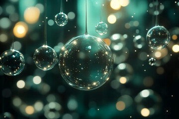 Exploring the multiverse concept through glowing bubbles representing alternate realities and dimensions