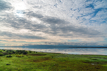 The Scenic views of Kızılırmak Delta Bird Sanctuary, which is a vast delta teeming with thousands of bird species and natural wildlife, offering a serene escape for nature lovers in Bafra, Samsun