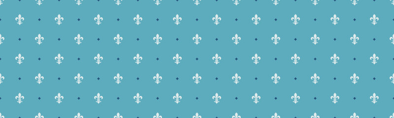 Elegant teal and white fleurdelis repeat pattern.  Perfect for textile design, wallpaper, website backgrounds, or stationery. © Olena