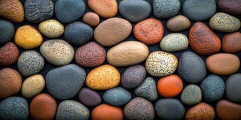 Natural Colorful Beach Sea Pebbles Surface Texture for Relaxation and Zen Inspired Concepts