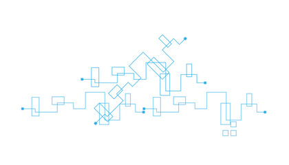 Fototapeta premium blue circuit line art on white background, abstract digital technology network pattern, geometric data connection schematic illustration