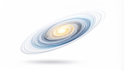 Obraz premium Abstract spiral galaxy, blue and yellow hues on white background