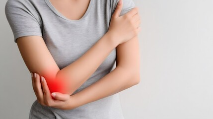 Woman experiencing elbow joint pain and injury