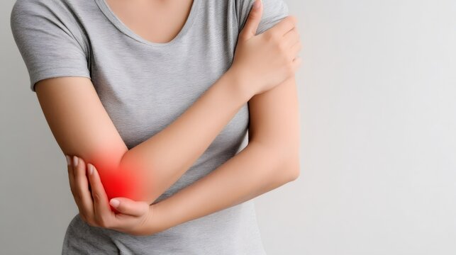 Woman experiencing elbow joint pain and injury