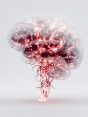 Human brain glowing with neural network connections