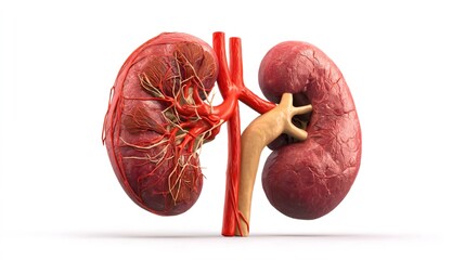 Human kidneys with arteries, veins, and ureters