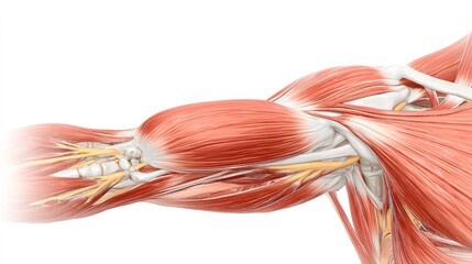 Human arm anatomy showing muscles nerves bones