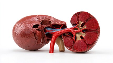 Human kidney anatomy showing internal cross section structure