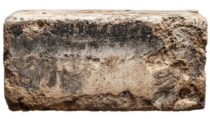 Weathered, textured block with rough, worn edges and a mottled surface