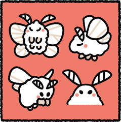 Hand-Drawn Venezuelan Poodle Moth Illustration Set, Unusual Tropical Insect Educational Cartoon © TungYueh