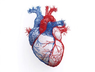 Human heart showing cardiovascular system and blood vessels